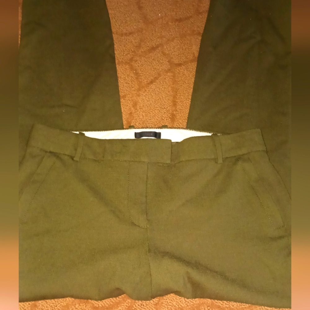 J. CREW LADIES WOMENS 8 OLIVE GREEN CAMPBELL TROUSERS PANTS STRETCH FLATTERING